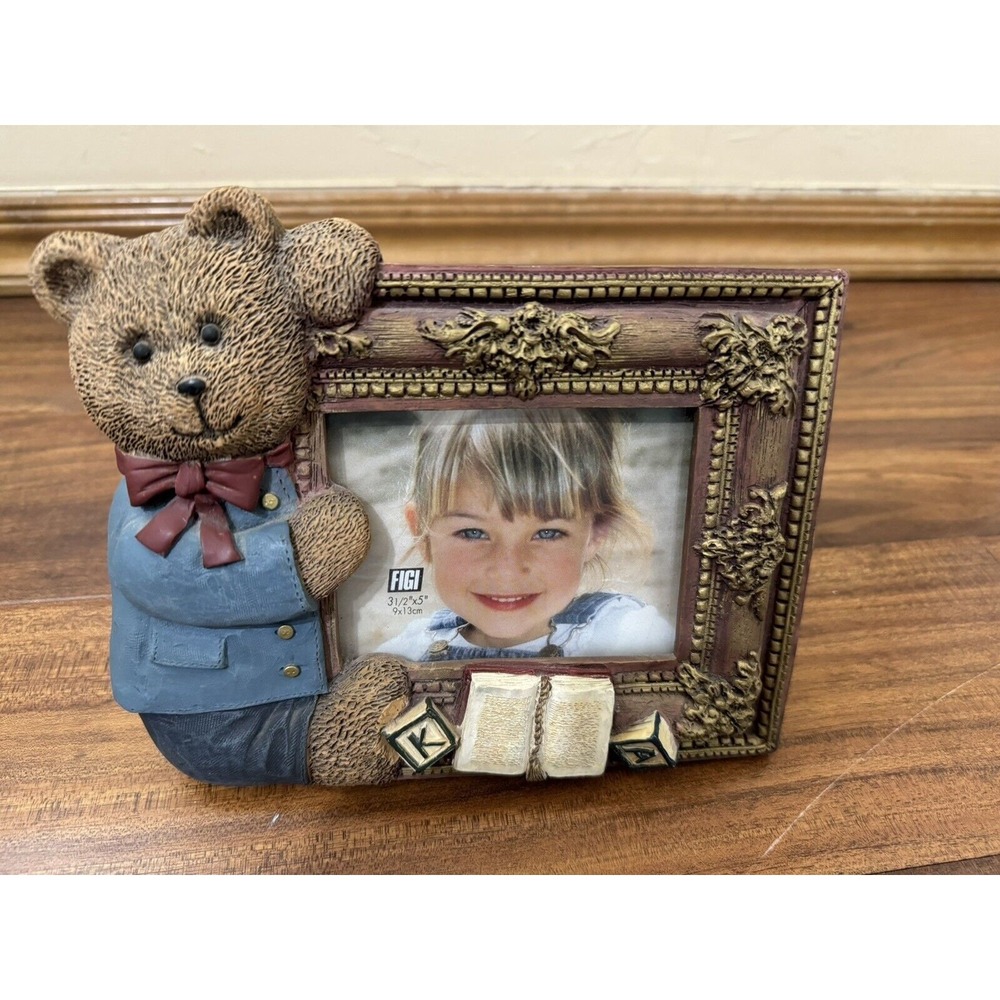 Figi Graphics Teddy Bear w/ Book and 2 Letter‎ Blocks fits 3.5x5/ Cropped to 3x4